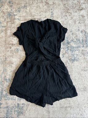 Black Knotted Front Romper